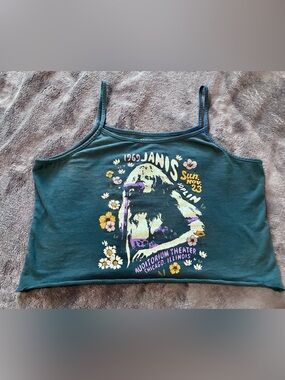Janis Joplin Graphic Cami Tank Top - Teal S